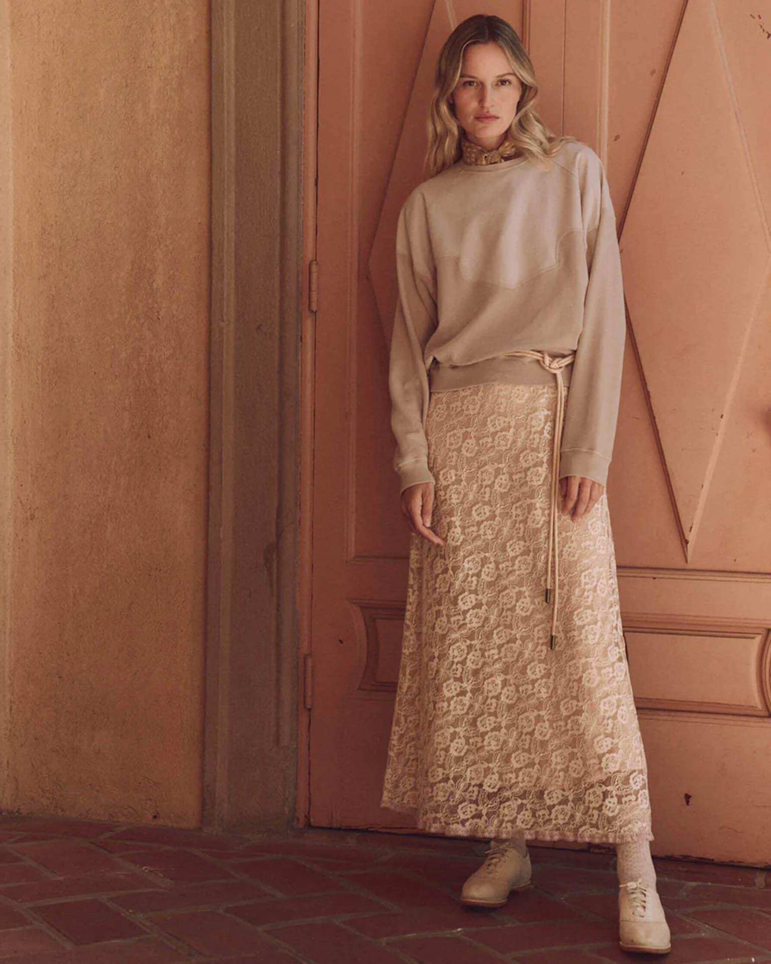 the Great The Western Slouch Sweatshirt in Dusty Pink