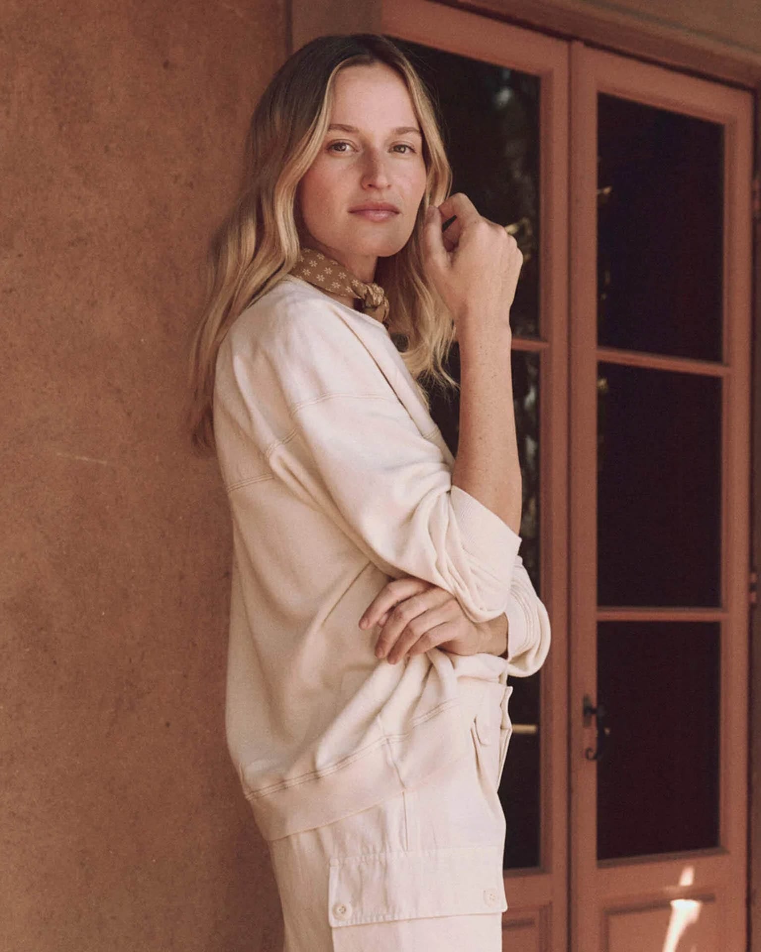 the Great The Western Slouch Sweatshirt in Washed White