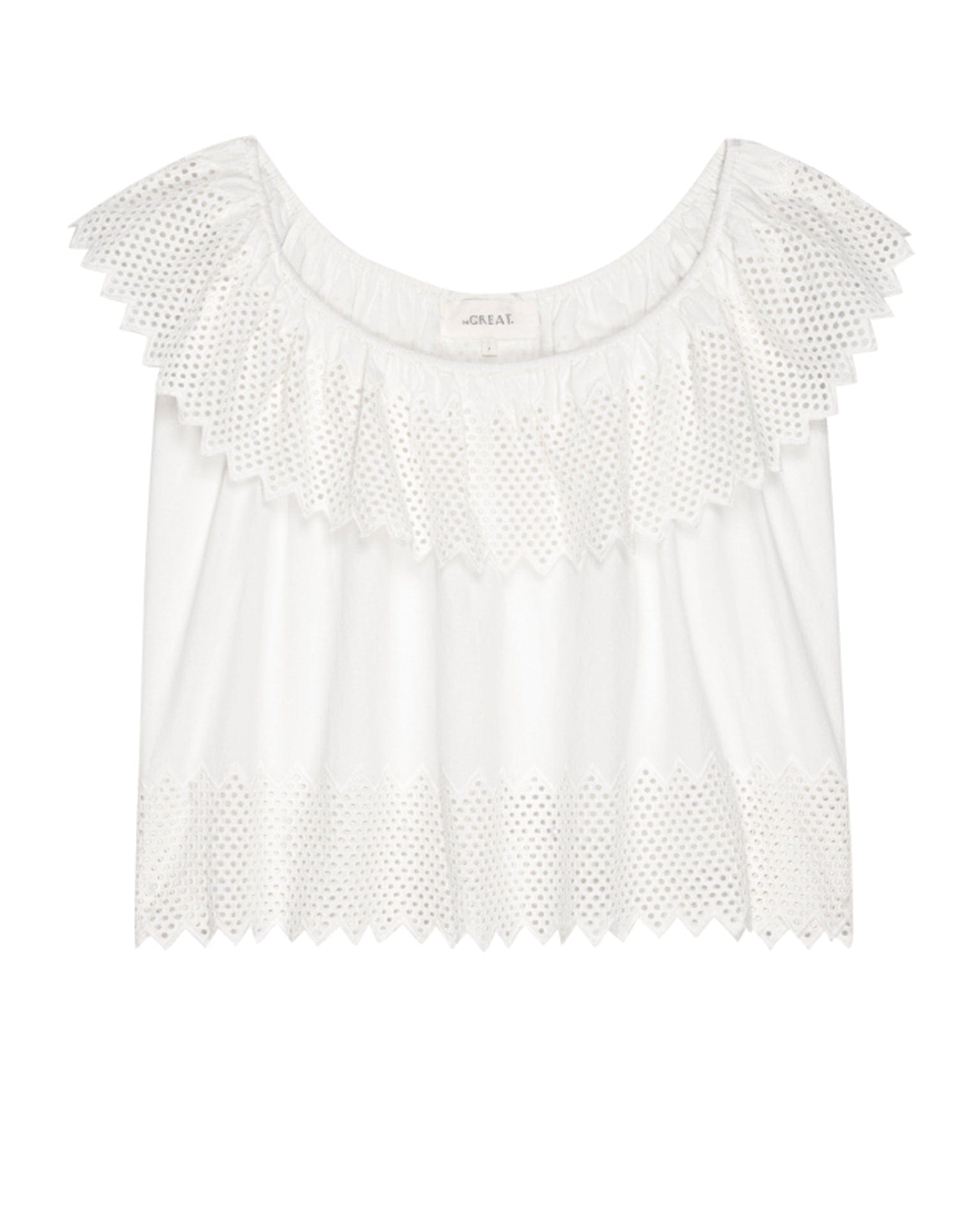 the Great The Westport Top w/ Honeycomb Eyelet in White