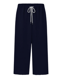 the Great Clothing The Wide Leg Cropped Sweatpant in True Navy