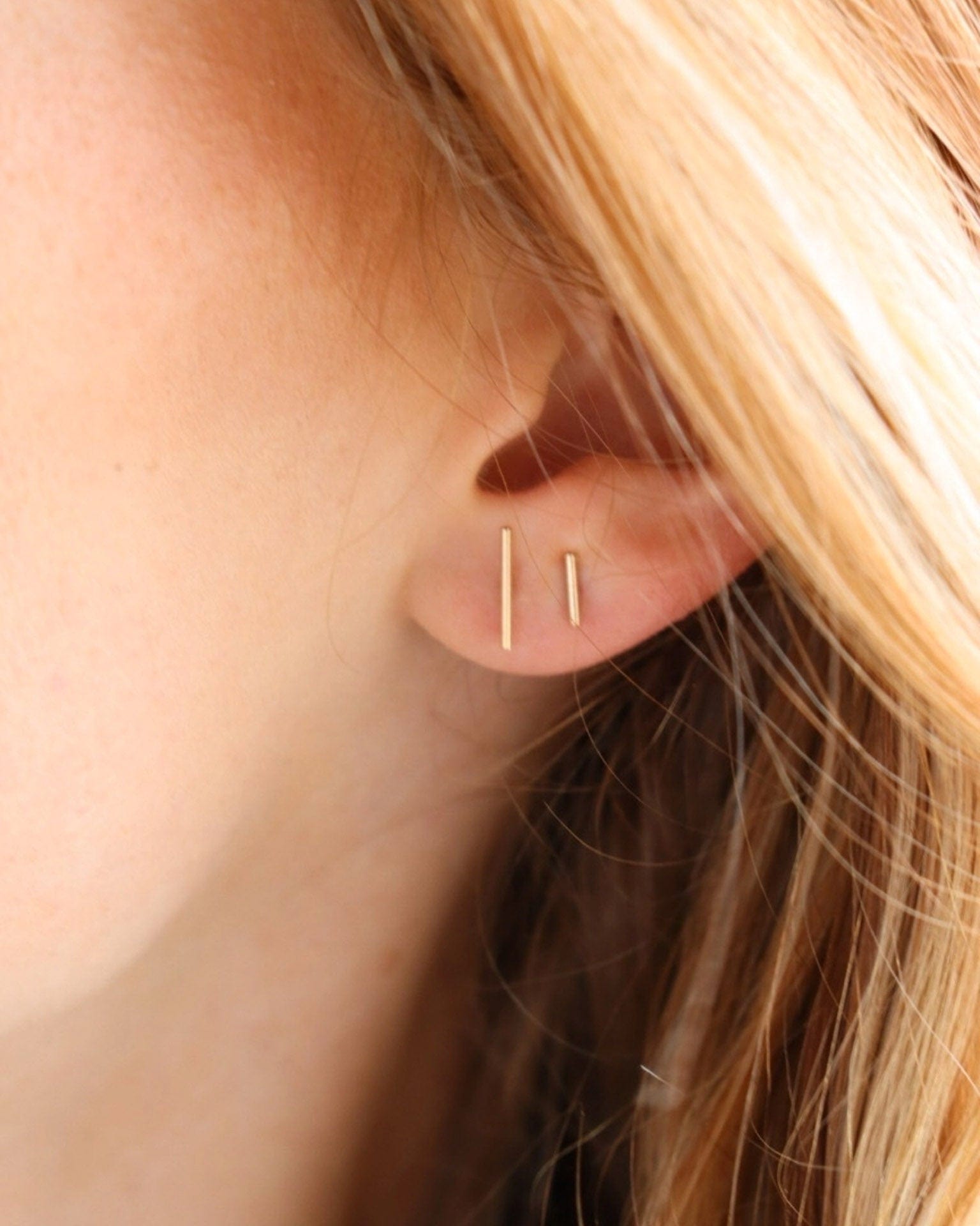 Token Jewelry Bar Studs 14K Gold Fill - Long