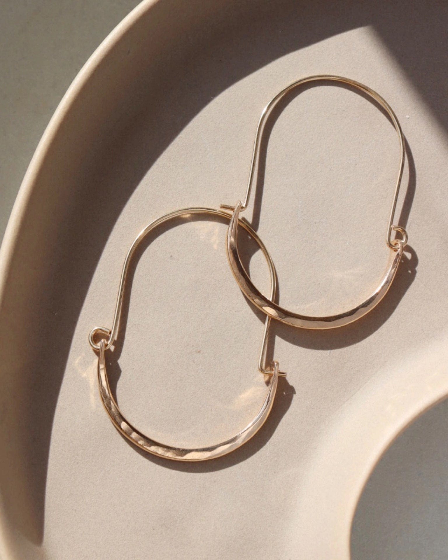 Token Jewelry Hammered Paloma Hoops 14K Gold Fill