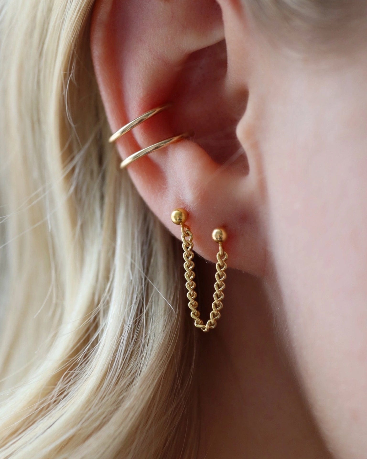 Token Jewelry La Mer Double Studs 14K Gold Fill