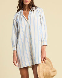 Trovata Birds of Paradis Angeline Dress in Cerulean Stripe