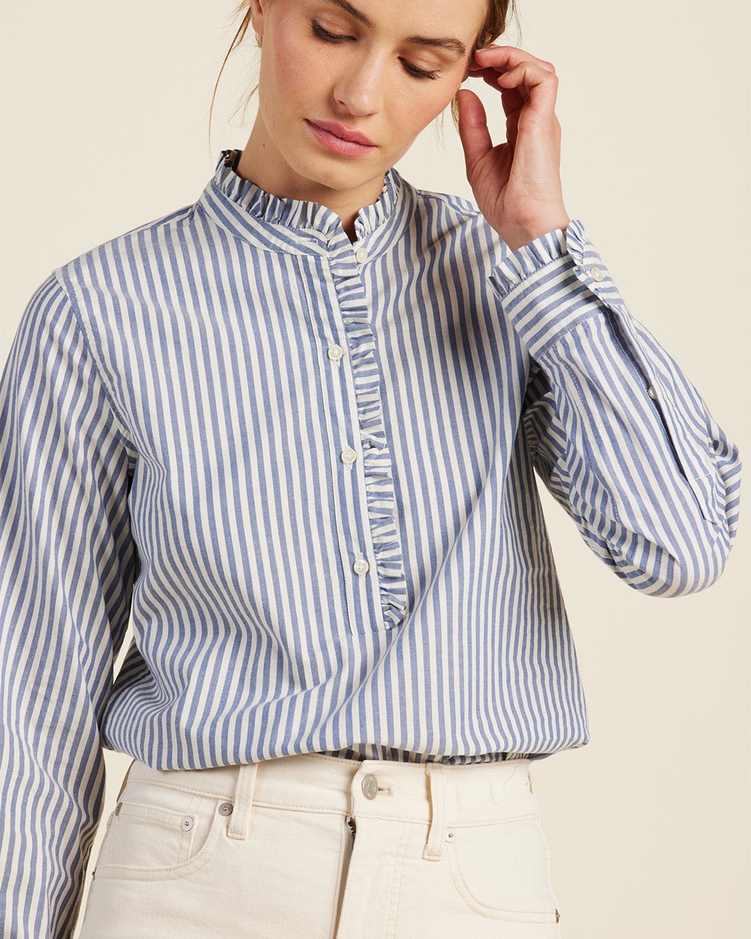 Trovata Birds of Paradis Breezy Blouse in Navy Stripe