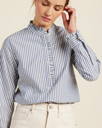 Trovata Birds of Paradis Breezy Blouse in Navy Stripe