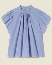 Trovata Birds of Paradis Carla Highneck Shirt in Blue/White Stripe