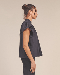 Trovata Birds of Paradis Carla Highneck Shirt in Classic Black