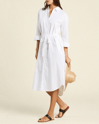 Trovata Birds of Paradis Catalina Shirtdress in White