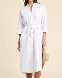 Trovata Birds of Paradis Catalina Shirtdress in White