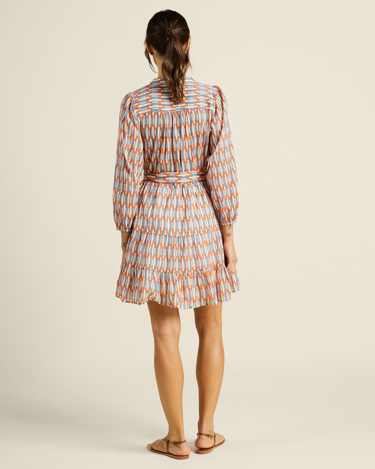 Trovata Birds of Paradis Celeste Dress in Retro Grid