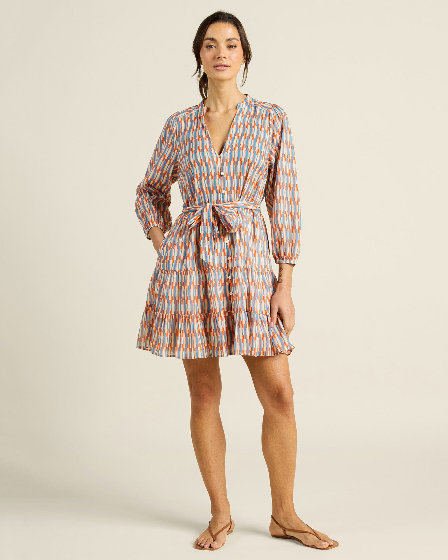 Trovata Birds of Paradis Celeste Dress in Retro Grid