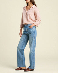 Trovata Birds of Paradis Grace Classic Shirt in Blush