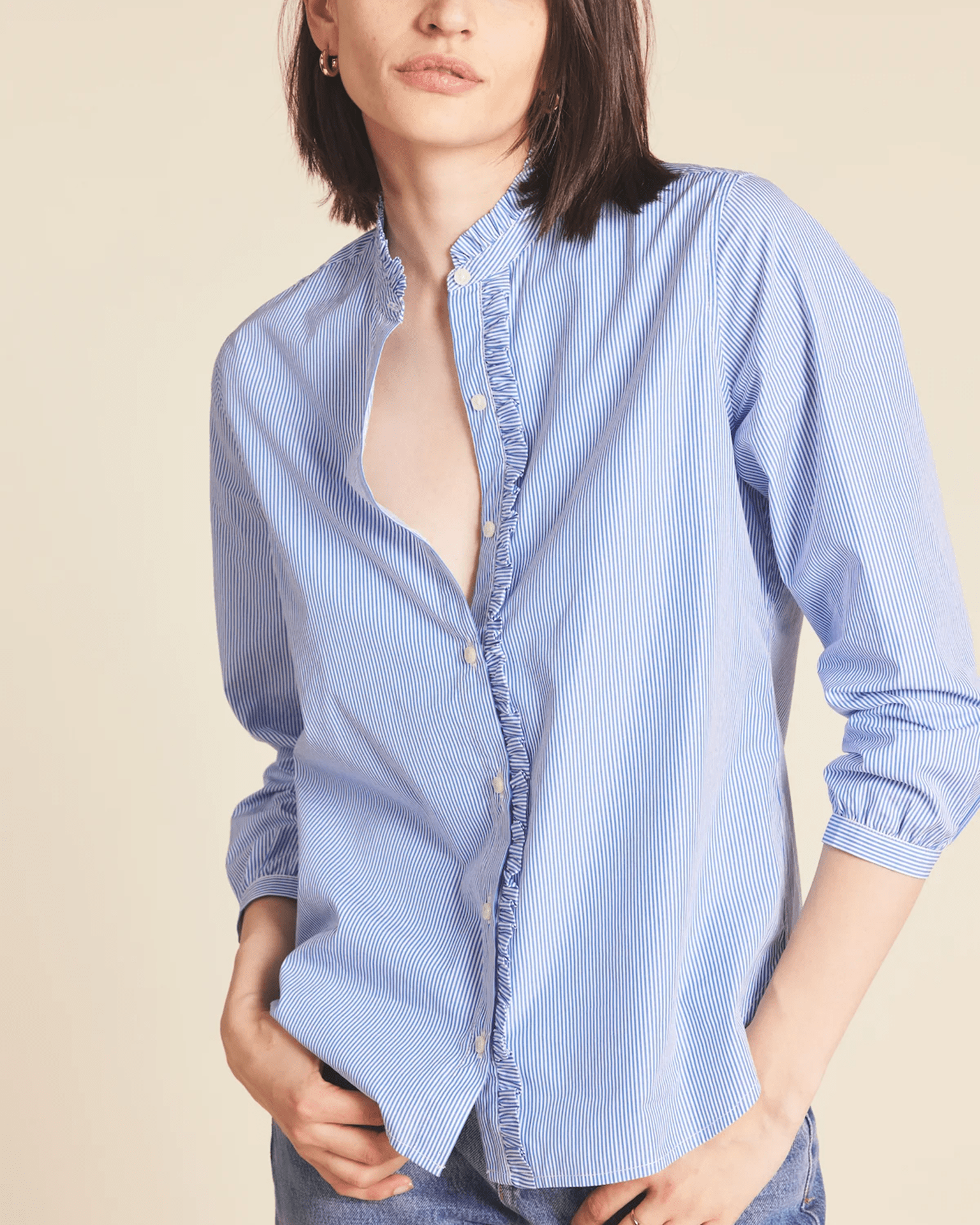 Trovata Birds of Paradis Helena Shirt in Blue/White Stripe
