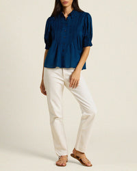 Trovata Birds of Paradis Jess Blouse in Laguna Navy 2 - Bliss Boutiques
