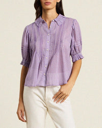 Trovata Birds of Paradis Jess Blouse in Lilac Gingham 1 - Bliss Boutiques