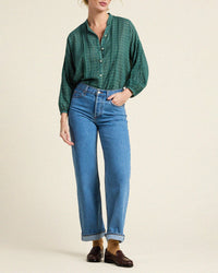 Trovata Birds of Paradis Jordyn Blouse in Muir Tartan 2 - Bliss Boutiques