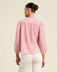Trovata Birds of Paradis Maisey Blouse in Blush Houndstooth 4 - Bliss Boutiques