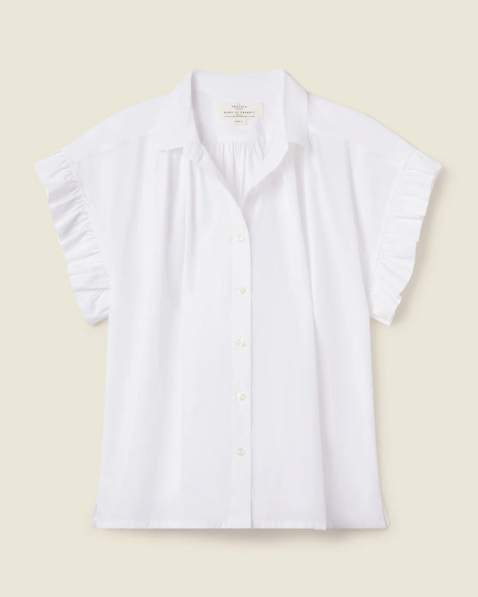Trovata Birds of Paradis Marianne B Ruffle Sleeve Shirt in White