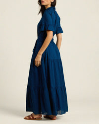 Trovata Birds of Paradis Martine Dress in Laguna Navy 4 - Bliss Boutiques