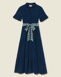 Trovata Birds of Paradis Martine Dress in Laguna Navy 3 - Bliss Boutiques
