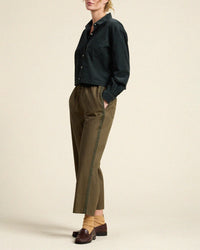 Trovata Birds of Paradis Nessa Shirt in Deep Teal Cord 3 - Bliss Boutiques