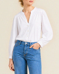 Trovata Birds of Paradis Pauline Blouse in White Coastal Cotton 1 - Bliss Boutiques