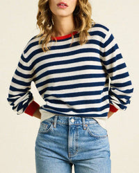 Trovata Birds of Paradis Ryann Sweater in Navy Stripe w/ Red