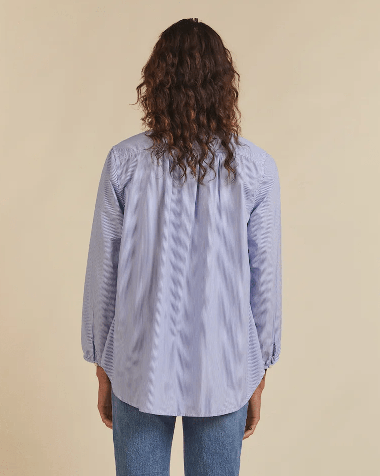 Trovata Birds of Paradis Sara B Henley Shirt in Blue/White Stripe