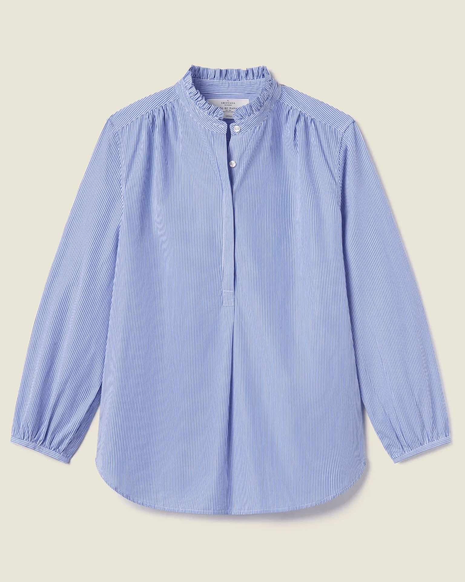 Trovata Birds of Paradis Sara B Henley Shirt in Blue/White Stripe