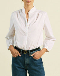 Sara B Henley Shirt in White - Bliss Boutiques