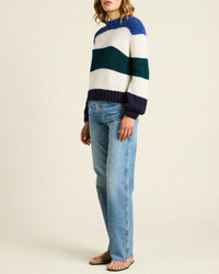 Trovata Birds of Paradis Susan Sweater in Antique White w/ Multi Stripe