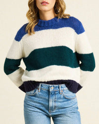 Trovata Birds of Paradis Susan Sweater in Antique White w/ Multi Stripe