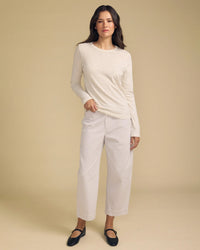 Lizzie Long Sleeve Crew Neck Top in Beach
