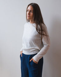 Velvet by Graham & Spencer Alba L/S Crew Neck Sweater in Ivory 1 - Bliss Boutiques