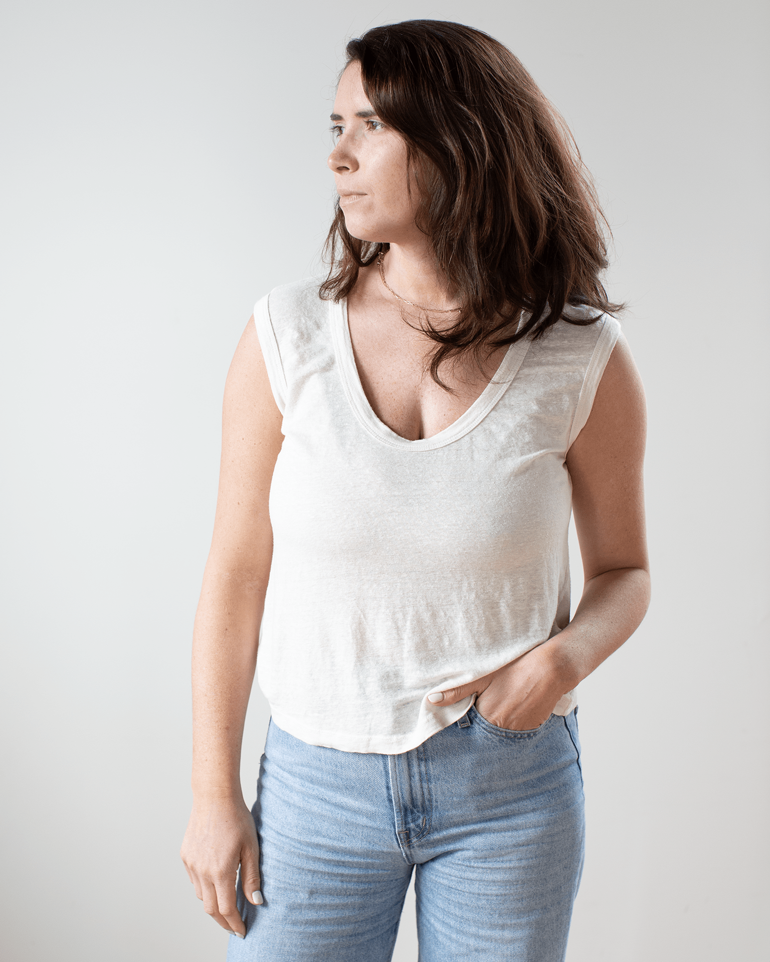 Velvet by Graham & Spencer Anca Wide Neck Top in Chalk