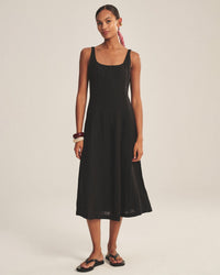 Velvet by Graham & Spencer Austen Square Neck Sleeveless Dress in Black 1 - Bliss Boutiques