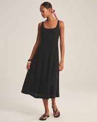 Velvet by Graham & Spencer Austen Square Neck Sleeveless Dress in Black 2 - Bliss Boutiques