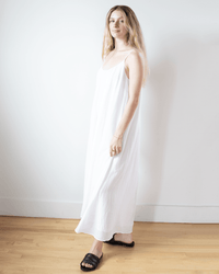 Avery Long Cami Dress in White - Bliss Boutiques