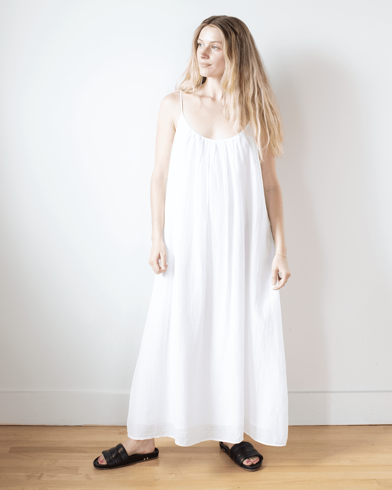 Avery Long Cami Dress in White