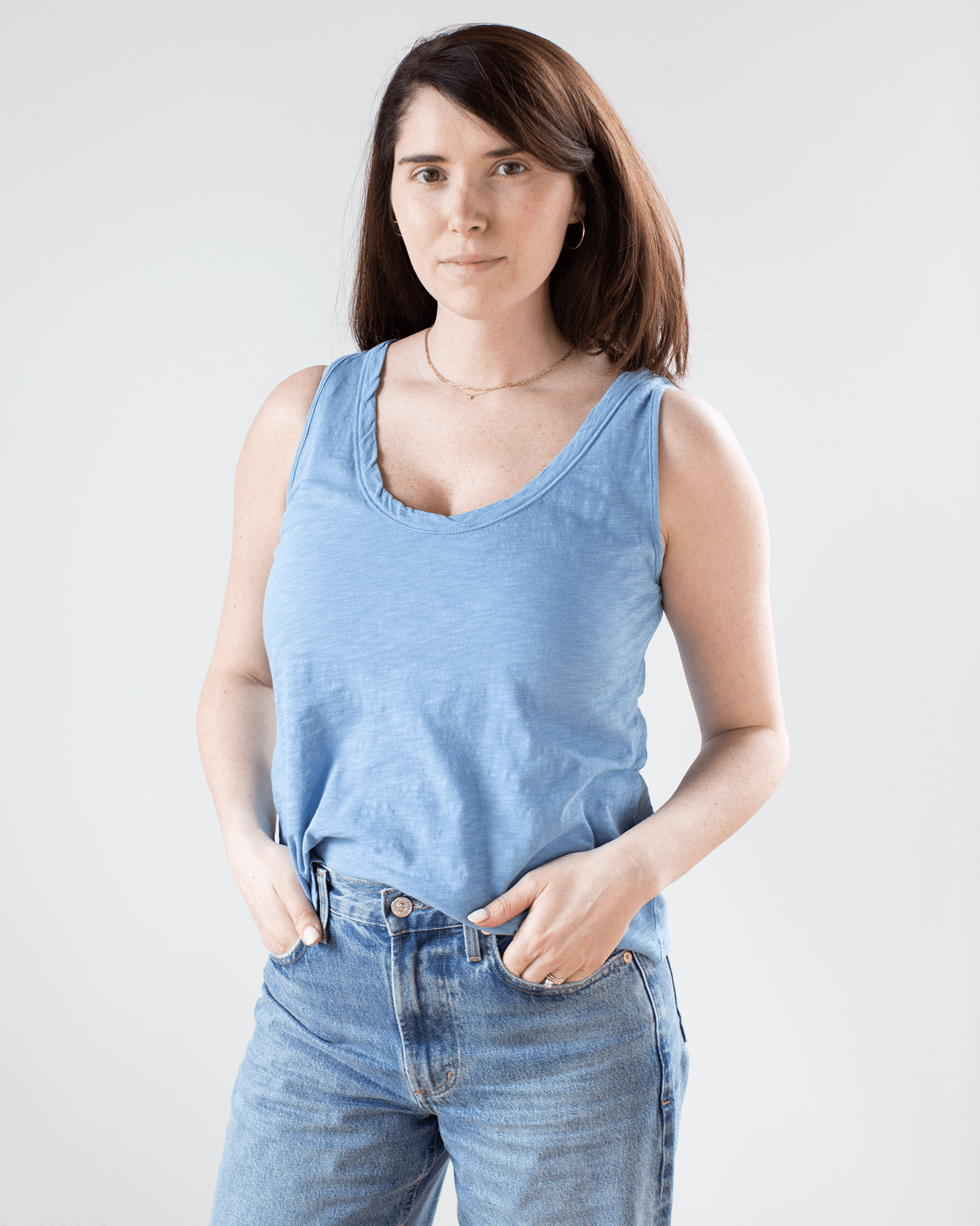 Velvet by Graham & Spencer Aya Scoop Crop Tank in Pacific