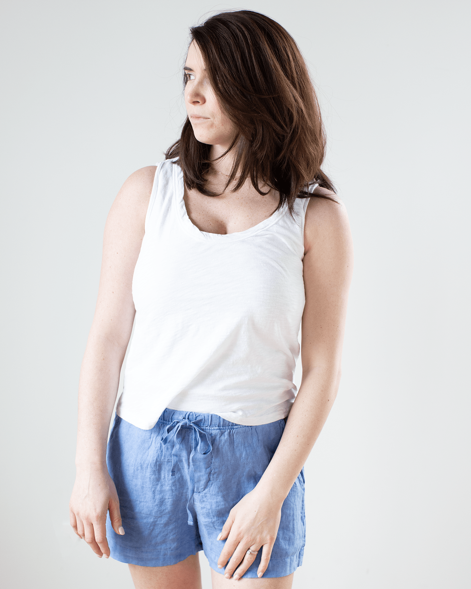 Aya Scoop Crop Tank in White