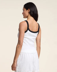 Velvet by Graham & Spencer Belle Spaghetti Tank Top in White/Black 3 - Bliss Boutiques