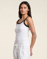 Velvet by Graham & Spencer Belle Spaghetti Tank Top in White/Black 2 - Bliss Boutiques