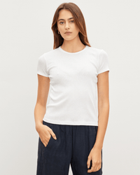 Velvet by Graham & Spencer Brenny S/S Rib Top in White