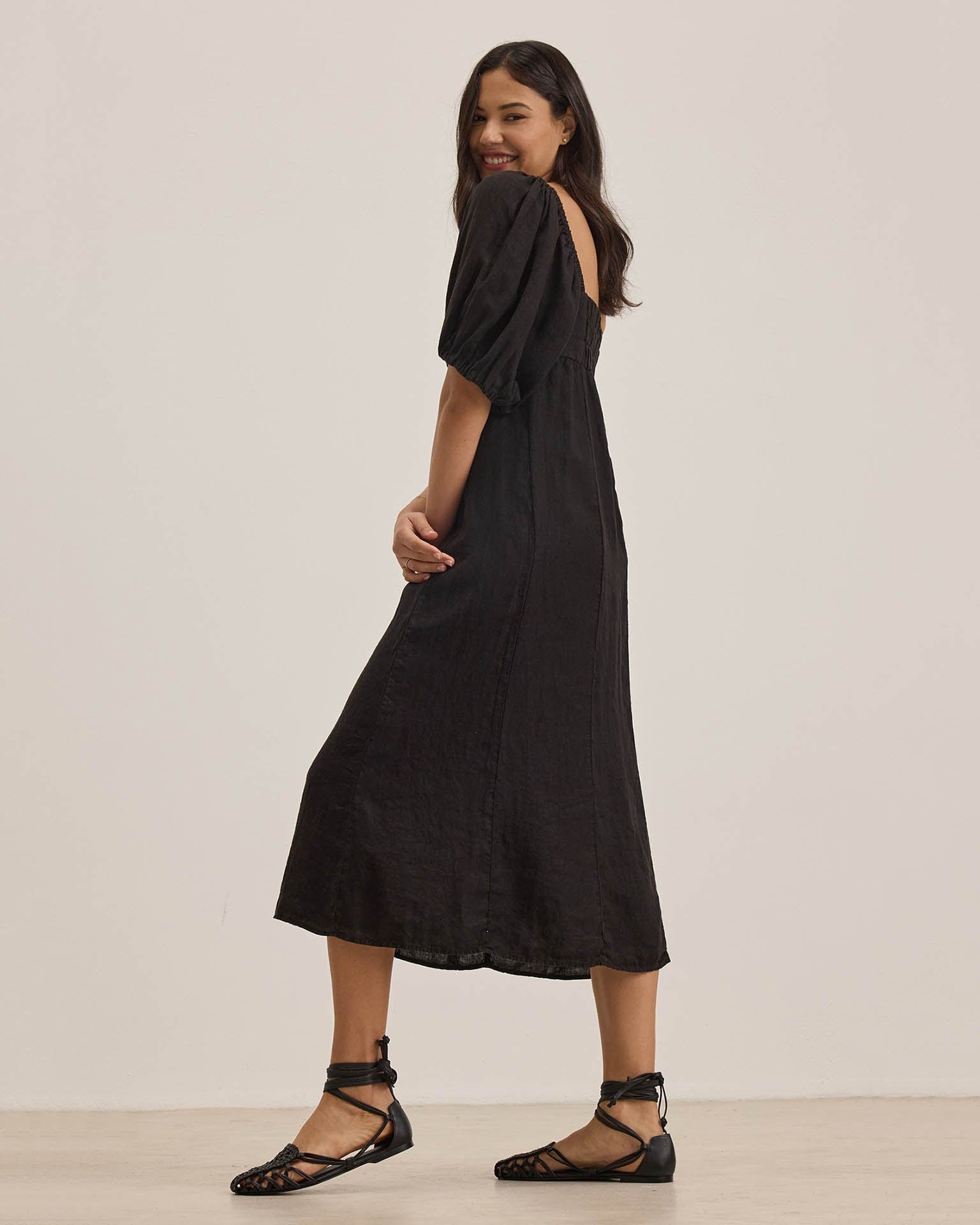 Velvet by Graham & Spencer Brooke Puff Sleeve Dress in Black