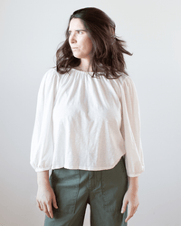 Velvet by Graham & Spencer Carena 3/4 Puff Sleeve Top in Ecru