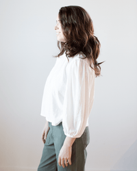 Velvet by Graham & Spencer Carena 3/4 Puff Sleeve Top in Ecru