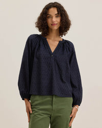 Velvet by Graham & Spencer Carina L/S Poet Top in Navy