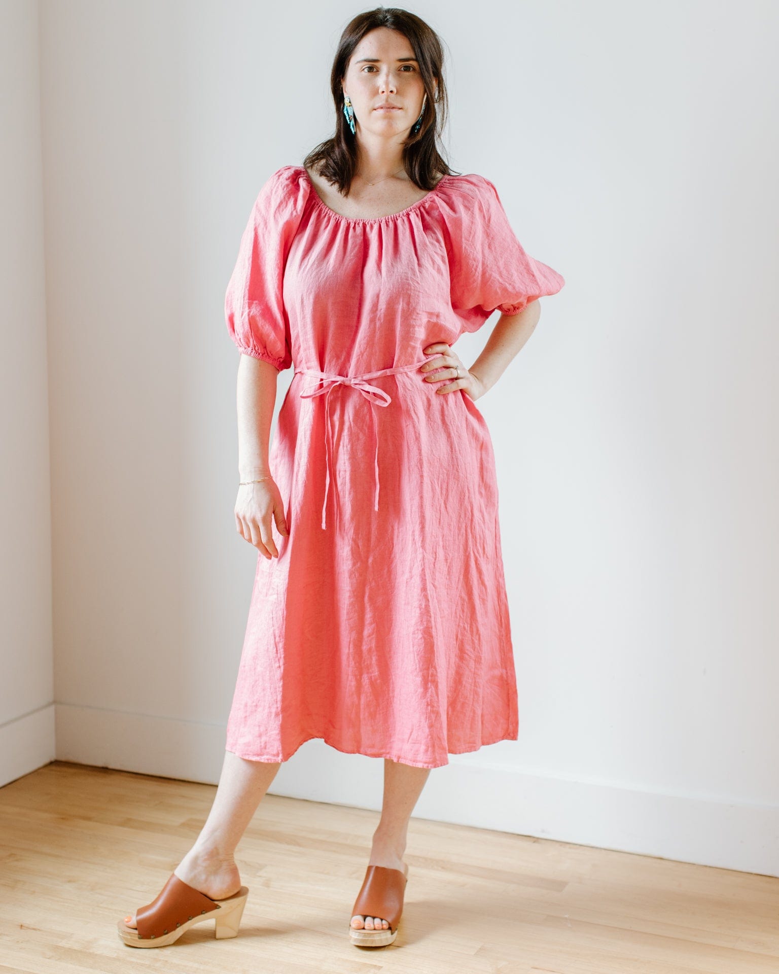 Velvet by Graham & Spencer Elly Elastic Neck Tea Dress in Rosebay